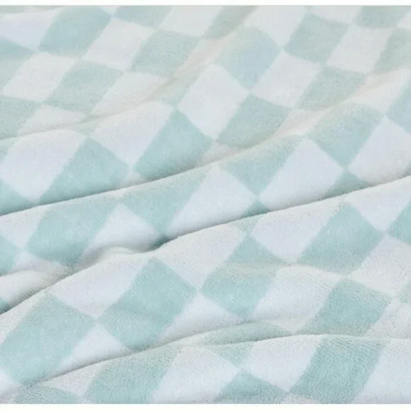 Business & Pleasure Beach Blanket and 2 Beach Towels Vintage Blue Check 3 Pc Set